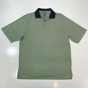 FJ Footjoy Polo Tour Shirt Men's Striped Blue Green Golf Short Sleeve Stretch M